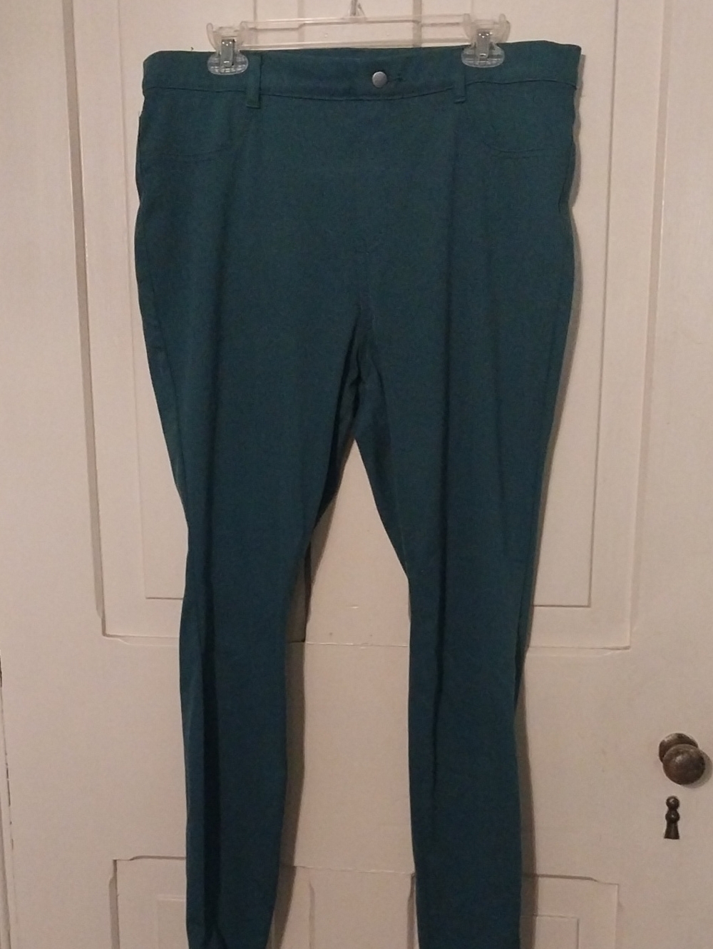 Slim Ponte Stretch Pants in Teal